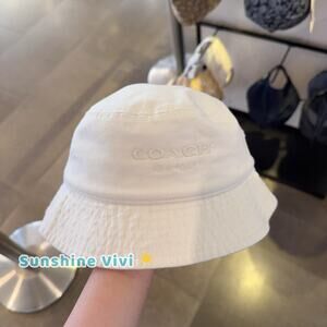 NWT COACH Cap Denim Bucket Hat Cotton CH403 Chalk Xs/s